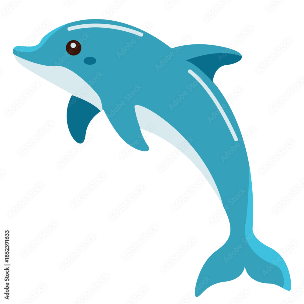 Fototapeta premium Cute jumping dolphin line art icon, ideal for dynamic ocean scenes, or illustrating acrobatic, playful, and minimalist sea creature designs.
