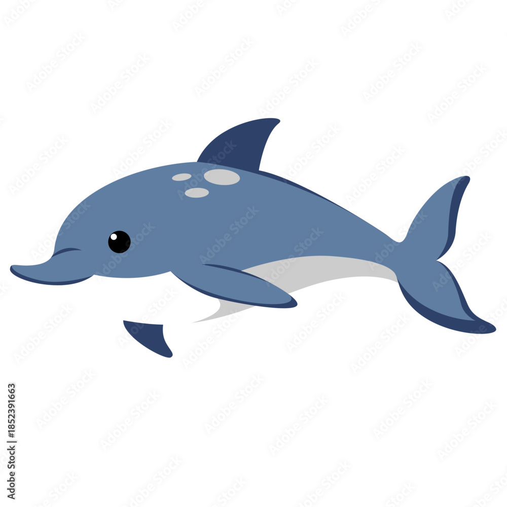 Fototapeta premium Cute gray dolphin line art icon, perfect for calm ocean scenes, nature themes, or illustrating serene, intelligent, and minimalist marine animal art.