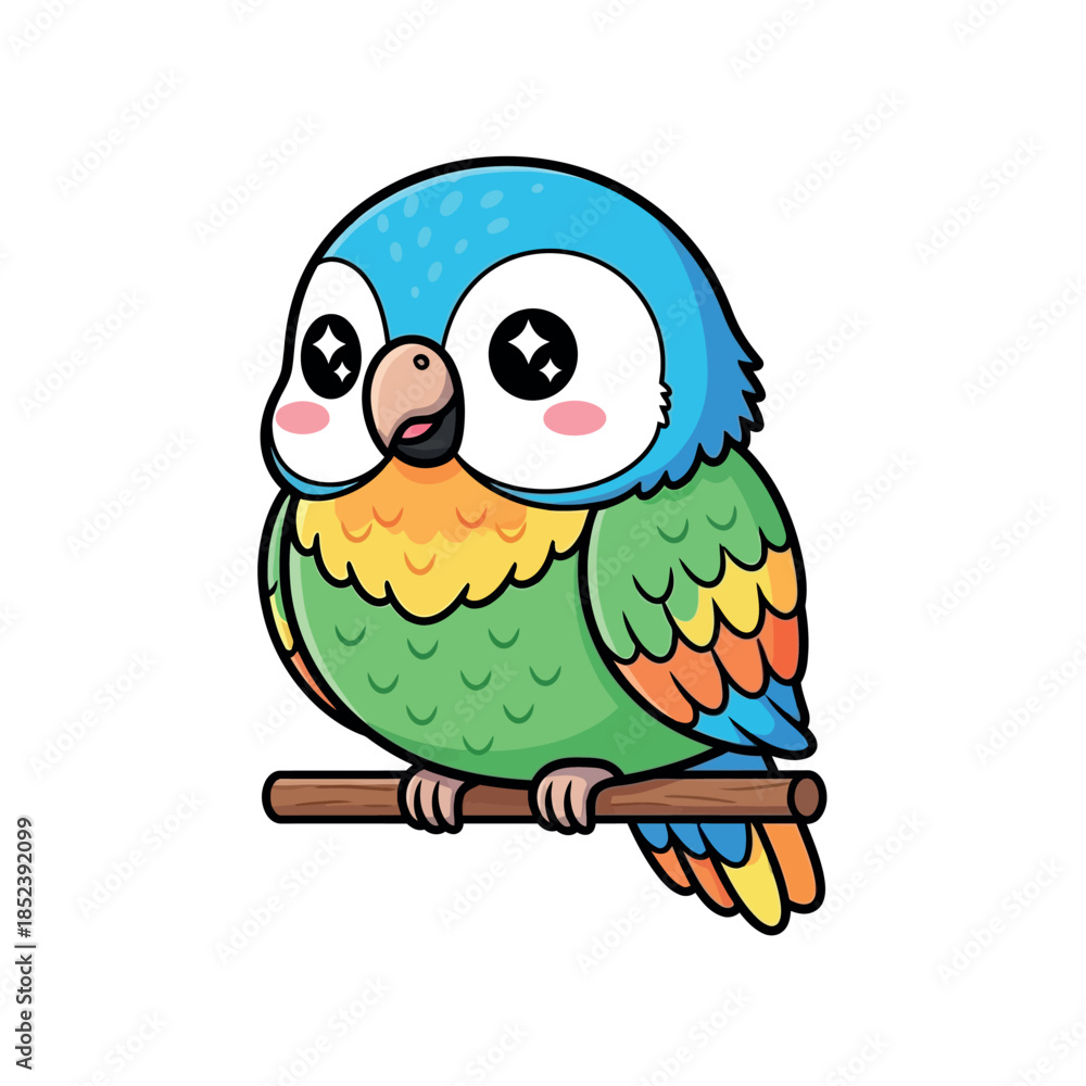 Naklejka premium bird animal popular kawaii illustration parrot first design