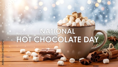 Celebrating national hot chocolate day with marshmallows and chocolate