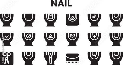 Modern Nail Care Manicure Pedicure and Beauty Treatment Service Icons Set
