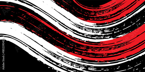 Car stickers with red and black white brush stroke pattern, abstract banner, sporty lines, red and black white color combination, brush stroke pattern, grunge design, Vector Illustration.