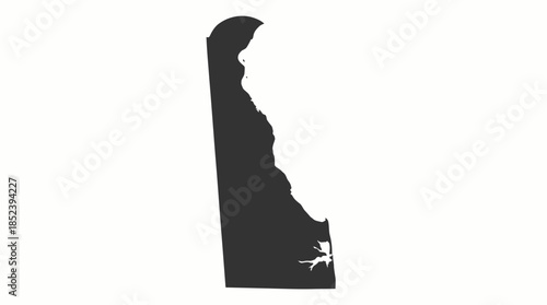 Delaware Silhouette Vector Map with Capital Star Marker, Black State Outline for Educational, Geographic, Political, and Minimalist Vector Design Illustration Use