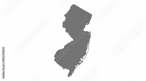 New Jersey Silhouette Vector Map in Solid Gray Style for Educational, Geographic, Political, and Minimalist Graphic Design and Vector Illustration Use