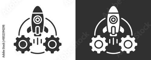 Startup Icon Set Vector Collection Isolated In Black And White