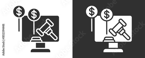 Auction Icon Set Vector Collection Isolated In Black And White