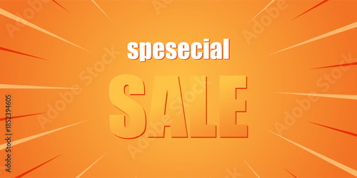 special sale 3d text effect with trendy theme. orange typography template for flash sale event