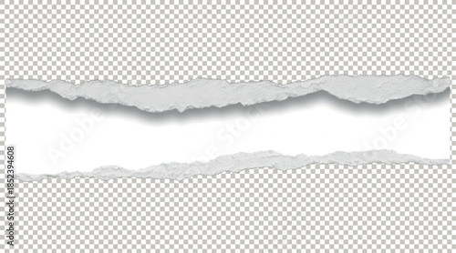 Transparent PNG of Torn White Paper Edge with Rough Textured Border.