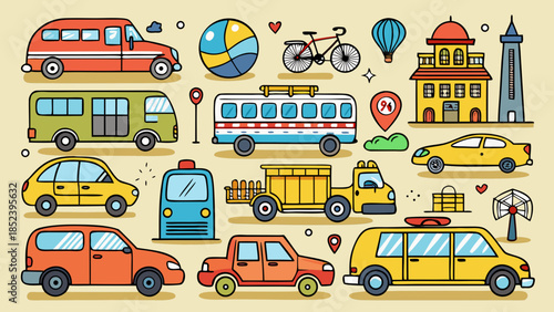 Illustration of various modes of public transportation