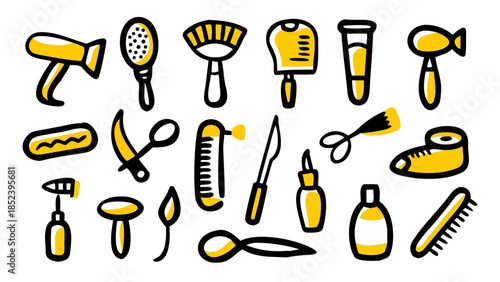 Collection of beauty and grooming tools