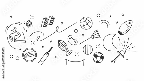 Illustrated concept of space and sports