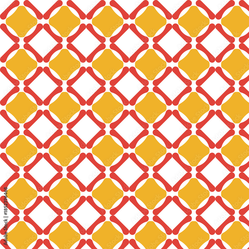 Naklejka premium Red and Yellow Diamond and Curve Pattern Keywords: geometric, pattern, abstract, background