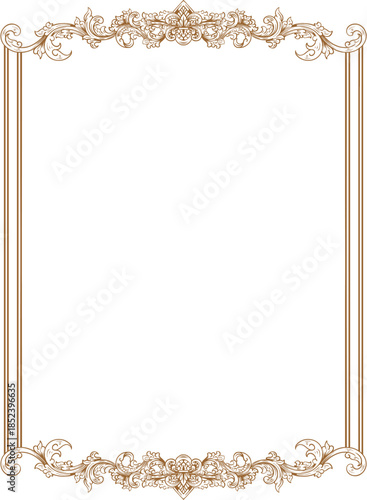 Elegant Ornate Baroque Scrollwork Frame Borders on Dark Background