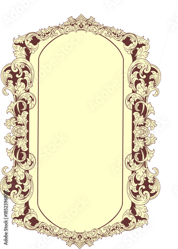 Elegant Ornate Baroque Scrollwork Frame Borders on Dark Background