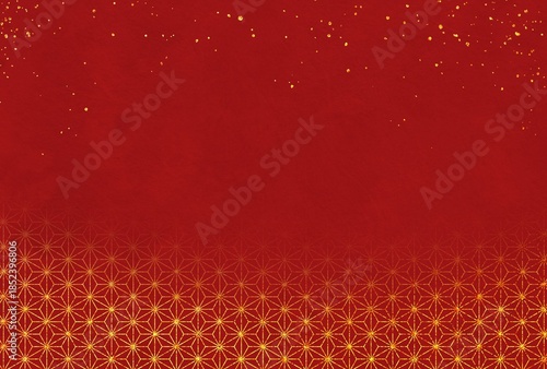 ラメグリッター_麻の葉文様_赤背景