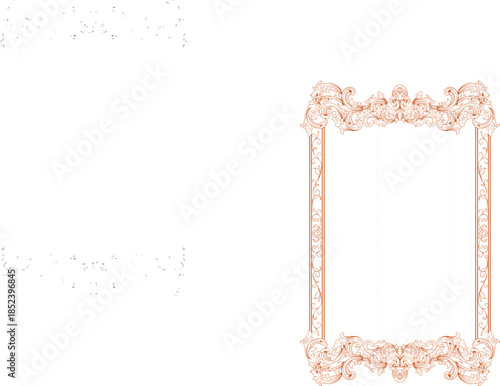 Elegant Ornate Baroque Scrollwork Frame Borders on Dark Background