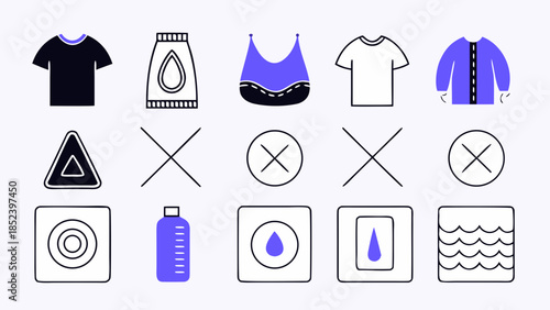 Assorted clothing and symbols