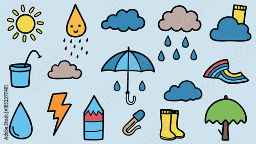 Illustrations of various weather icons