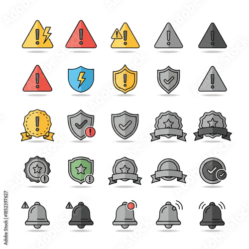 Collection of Warning and Alert Icons.