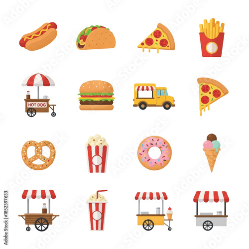 Assorted Fast Food Icons and Symbols.