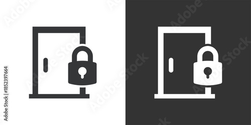 Secure Locked Door icon. Solid glyph series icon
