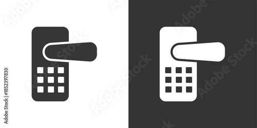 Digital Code Door Handle icon. Solid glyph series icon