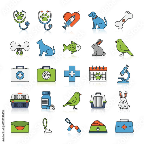Veterinary Clinic Icons Set for Healthcare Professionals.