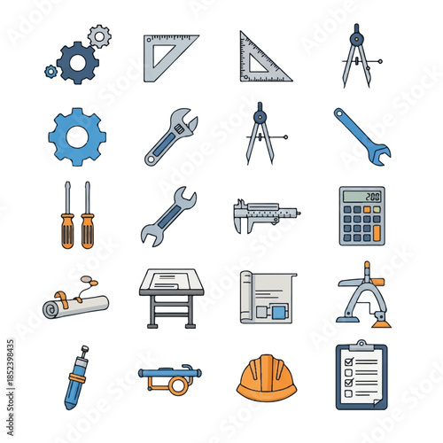 Collection of Various Engineering and Construction Tools.