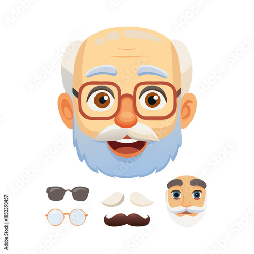 Woman character constructor cartoon woman face parts creation spare parts spares head animation body part vector illustration. Vector illustration
