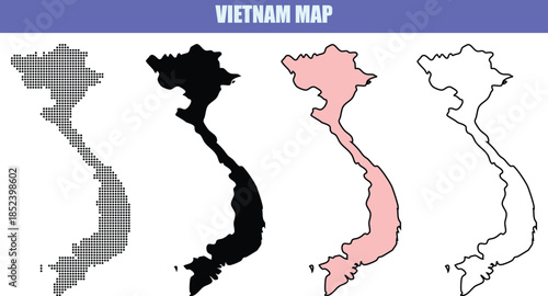 Vietnam Map Illustrations Set