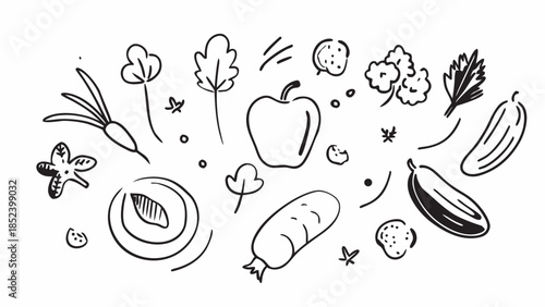 Assorted fresh vegetables illustration