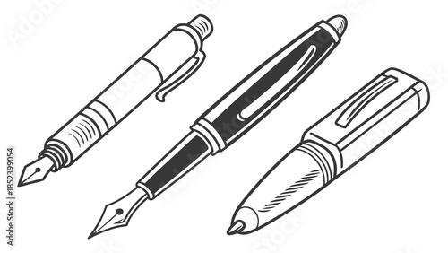 Three elegant writing pens displayed