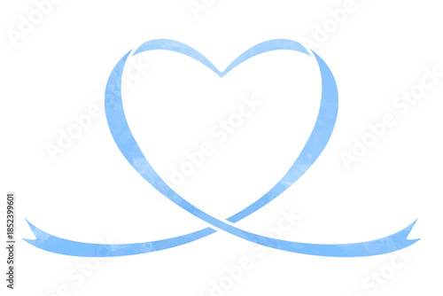 ハート型のリボン、デコレーション素材、水彩カラー