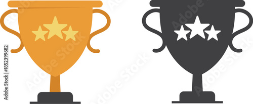 Gold and Black Trophy Icons with Star Ratings
