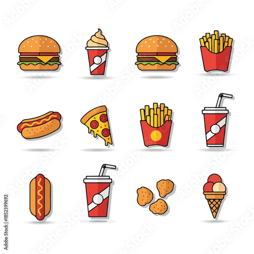 Collection of Fast Food Items and Drinks.