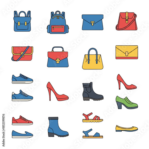 Collection of Handbags and Shoes Illustrations.