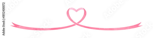 ハート型のリボン、デコレーション素材、水彩カラー