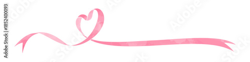 ハート型のリボン、デコレーション素材、水彩カラー