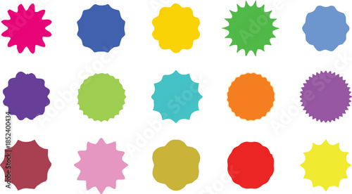 Vibrant Colorful Spiky Circle Shapes Set