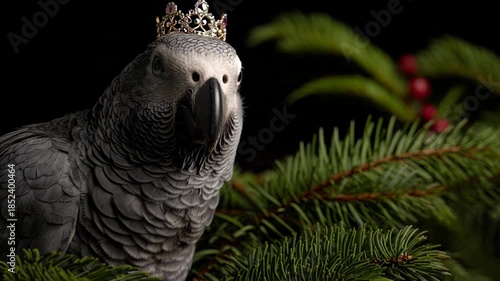 Regal Parrot Portrait - A Majestic Bird with a Crown.