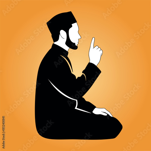 Man praying during Ramadan in a serene environment with a peaceful ambiance and quiet contemplation