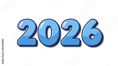 Blue Comic Style 2026 Number - Bold Pop Art Typography