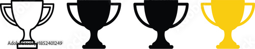 Trophy Icons in Black, White, and Gold