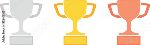 Colorful Trophy Icons for First, Second, and Third Place