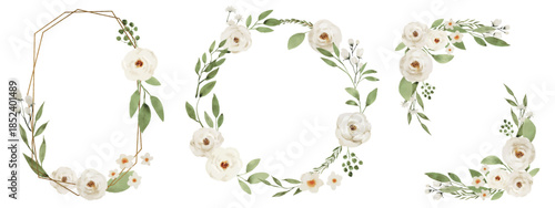 Vintage Floral Wreath Bundle with Eucalyptus and White Blooms