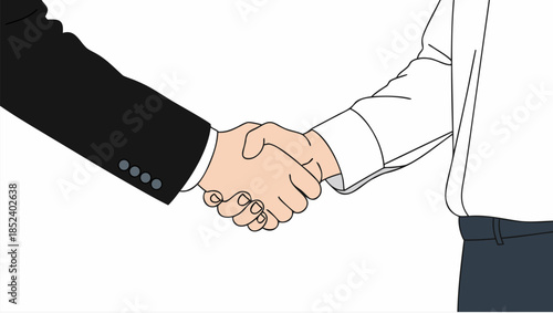 Flat vector illustration of business handshake between partners