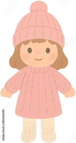 겨울소녀_분홍니트_아동룩일러스트