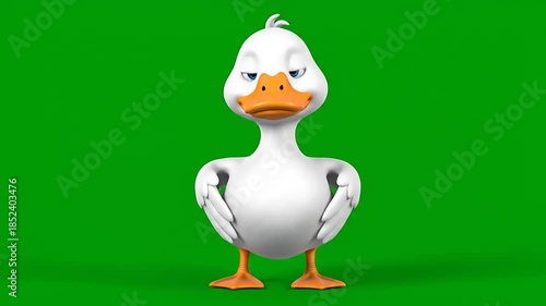 3D Cartoon Duck Animation on a Green Screen Background for Video Production