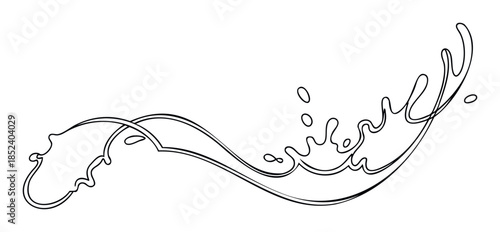 Dynamic ink drawing of flowing water splashes and droplets, perfect for adding motion and fluidity to branding and graphic projects.