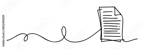Simple handdrawn document with flowing line suggesting connection or communication, perfect for abstract concepts or visual metaphors in modern media.